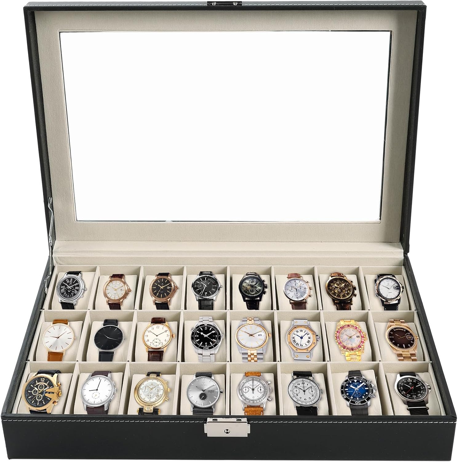 24-Slot Watch Collection Case, Black