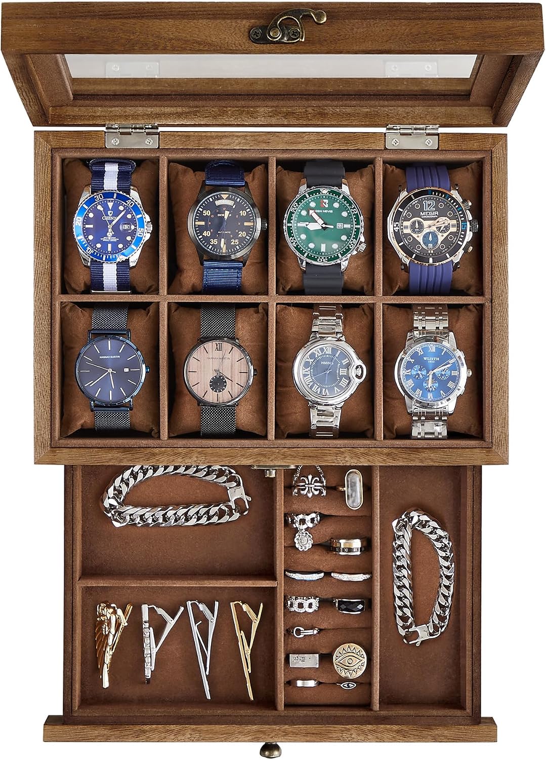 8-Slot Watch Box with Display Lid