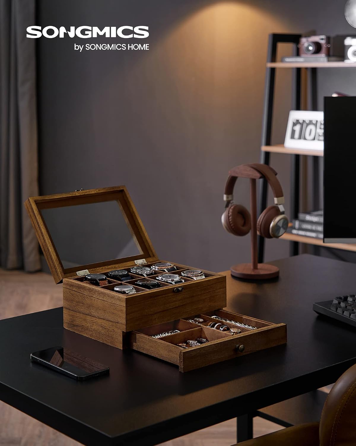 8-Slot Watch Box with Display Lid