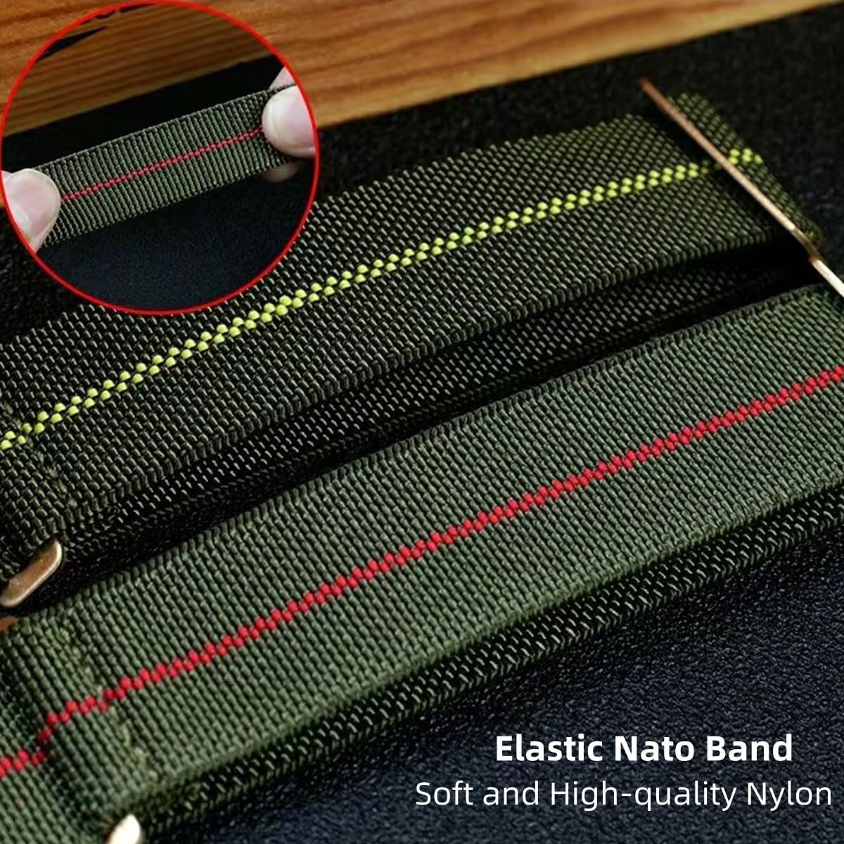 Elastic Military Nylon Watch Band, Paratrooper Style