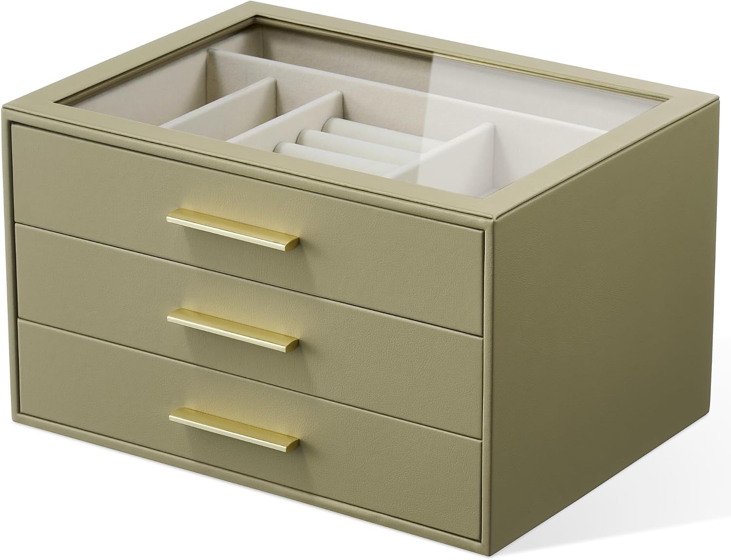 Jewellery and Watch Organiser, 3 Layers, Green