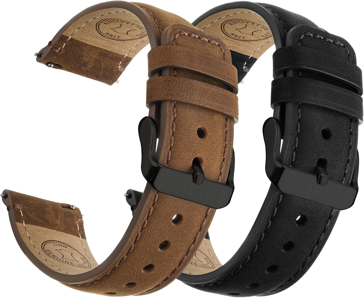 Quick-Release Leather Watch Band, 22 mm