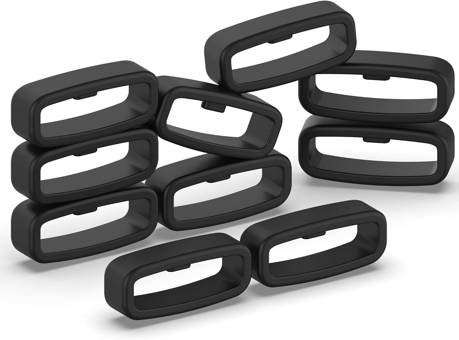 Silicone Watch Band Keeper Loops, 10 Pieces, Black